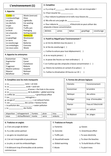 3 NEW GCSE revision quickies (2017) with solution - THE ENVIRONMENT