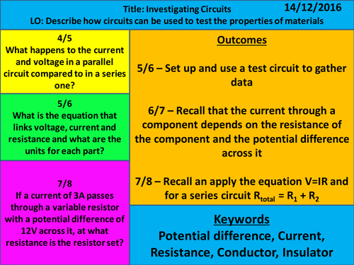 NEW SPEC AQA Physics Chapter 2 - Electricity - L5: Investigatory Circuits