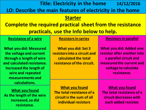 NEW SPEC AQA Physics Chapter 2 - Electricity - L10: Electricity in the home