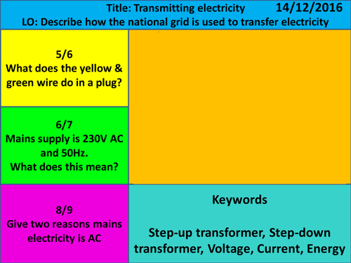 NEW SPEC AQA Physics Chapter 2 - Electricity - L11: National Grid