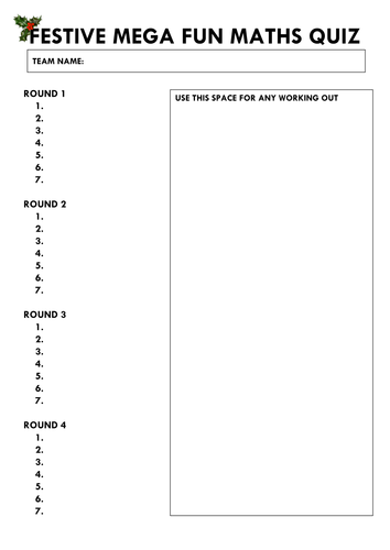 CHRISTMAS MATHS QUIZ KS2 | Teaching Resources