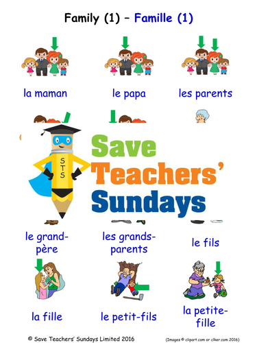 Family in French Worksheets, Games, Activities and Flash Cards (with audio) 1