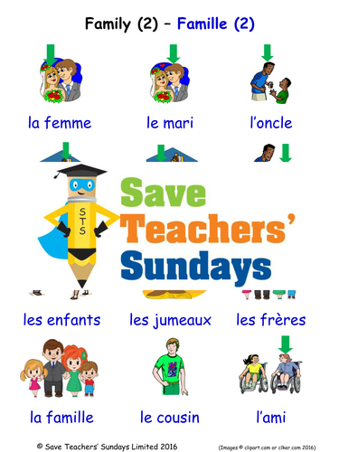 Family in French Worksheets, Games, Activities and Flash Cards (with audio) 2