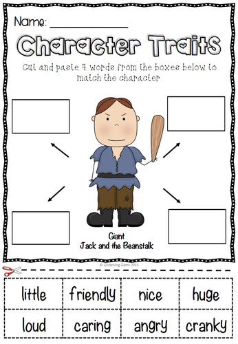 Fairy Tale Character Trait Activities No Prep Cut And Paste Worksheets Teaching Resources