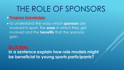 AQA GCSE - PE - 12.4 - Sponsorship in sport