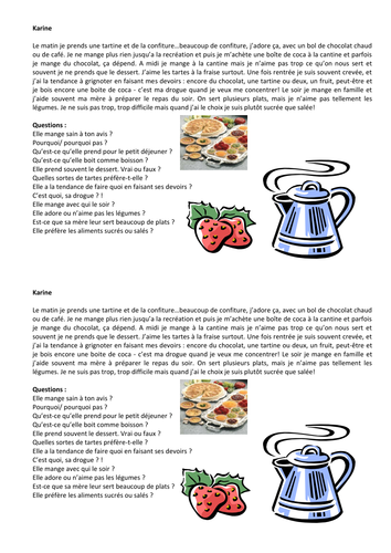 eating habits essay in french