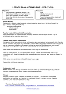 Commas for Lists: Lesson Plan | Teaching Resources