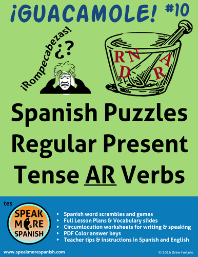 Spanish Puzzles for Regular Present Tense "AR" Verbs. Juegos de los Verbos Regulares con "AR"