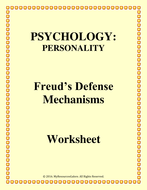 PSYCHOLOGY: Defense Mechanisms Worksheet | Teaching Resources