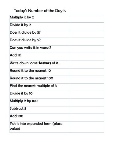 Number of the Day | Teaching Resources