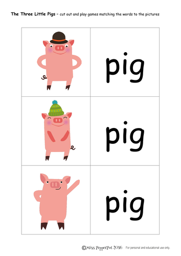 The Three Little Pigs Matching Game | Teaching Resources