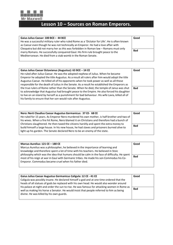 Lesson 10: Roman Emperors