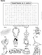 er, ir, ur Vowel Team: Phonics Worksheet: Digraphs Word Search ...