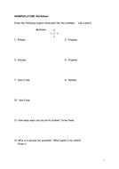 A' Level Organic Chemistry - naming molecules worksheet (inc answers