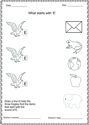 Letter E With Matching Teaching Resources