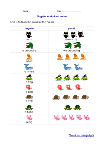 Nouns  singular and plural