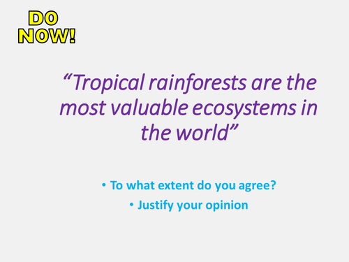 New AQA GCSE The Living World- Tropical Rainforests Lesson #7