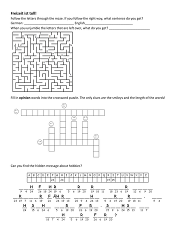 Stimmt! 1 hobbies puzzles – Freizeit ist toll