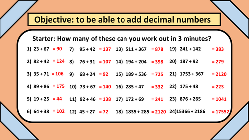 Decimal Addition Lesson Plan