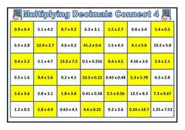 Decimal Multiplication Connect 4 | Teaching Resources