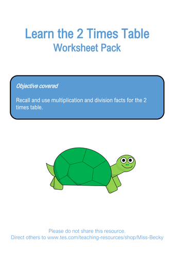 2 times table worksheet pack teaching resources