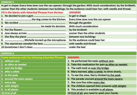 ADVERBIAL PHRASES: WORKSHEETS WITH ANSWERS | Teaching Resources