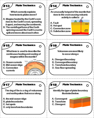 plate tectonics task cards quizlet