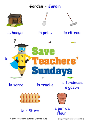 Garden in French Worksheets, Games, Activities and Flash Cards (with audio)
