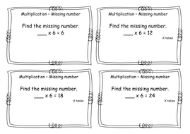 times tables multiplication task cards x6 missing