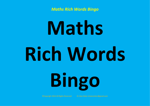 Maths Rich Words Activity