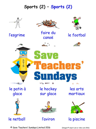 Sports in French Worksheets, Games, Activities and Flash Cards (with audio) 2