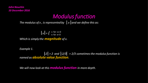 Modulus function | Teaching Resources