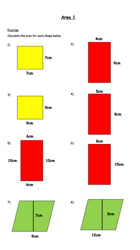 Calculating Area Worksheet (Year 6)