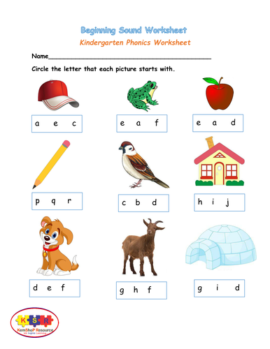 Beginning sound Worksheet | Teaching Resources