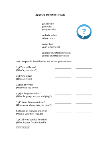 spanish question words interrogatives interrogativos worksheets teaching resources