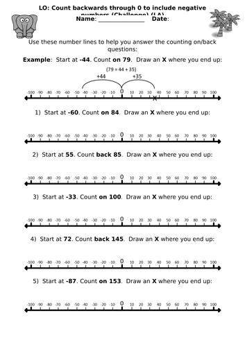 Ks2 Negative Numbers Worksheet