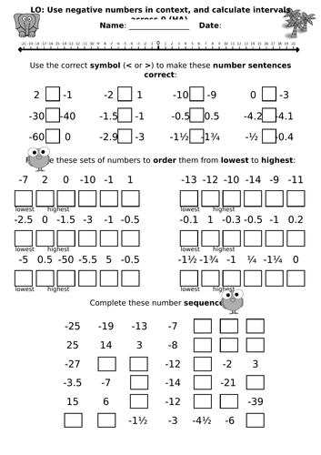 ks2 negative numbers six lesson unit of work bonus resources