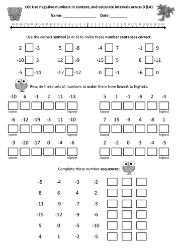 ks2 negative numbers lesson 6 teaching resources