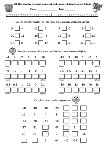 KS2 Negative Numbers Lesson 6 Teaching Resources