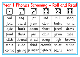 year 1 phonics screening roll and read phonics