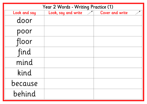 Year 2 Common Exception Words - Writing Practice Mats | Teaching Resources