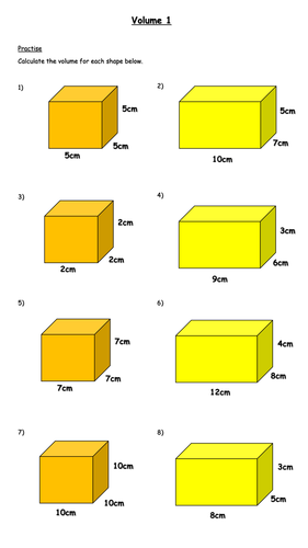 Calculating Volume Worksheet (Year 6)