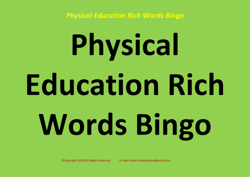 Physical Education (PE) Rich Words Activity