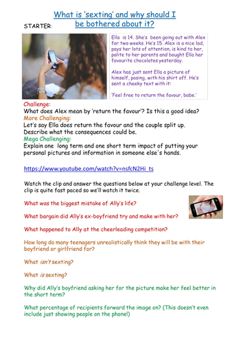 Sexting Porn Image Sharing Pshe Teaching Resources 