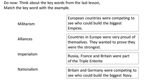 *Full Lesson* Short Term Causes of the First World War