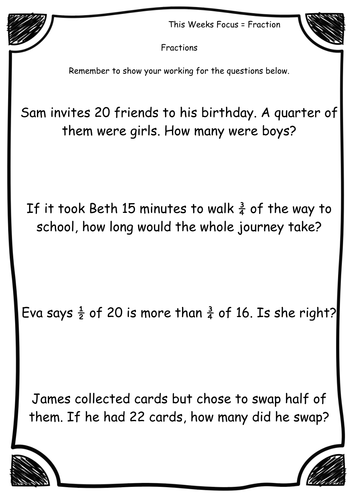 year 2 fractions fraction word problems worksheets