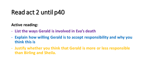 An Inspector Calls Act 2 new specification GCSE 9-1 - Fully differentiated lessons - ready to teach