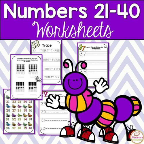 Tracing Number 21 - 40 - Worksheet Digital