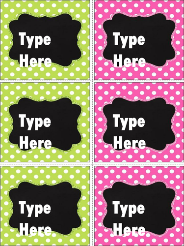 Editable Chalkboard & Bright Pink and Green Polka Dot Labels | Teaching ...