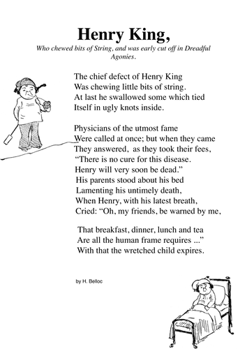 Comic Poetry: Hilaire Belloc Cautionary Tale | Teaching Resources